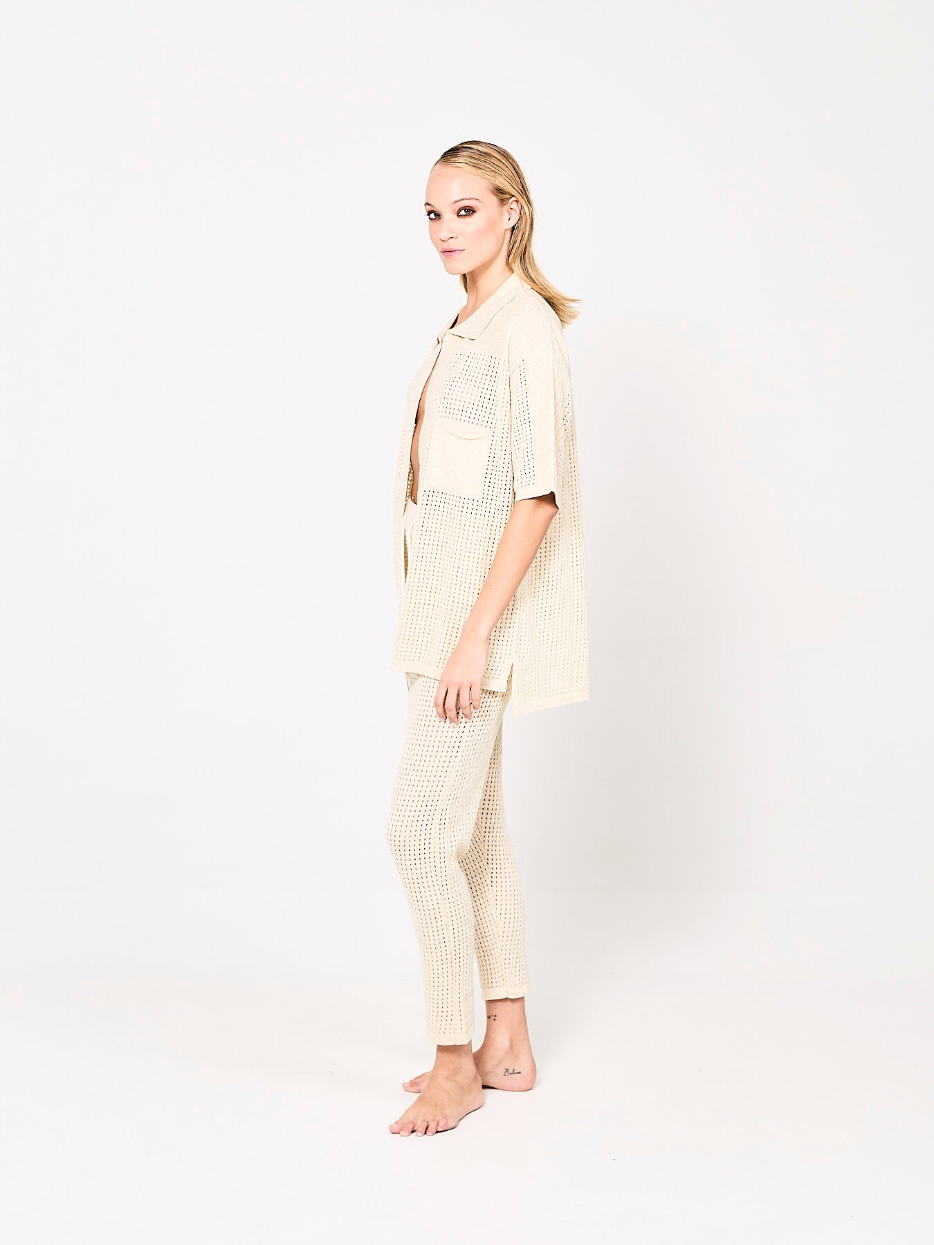 Pierced Cotton Beige Shirt (Woman)