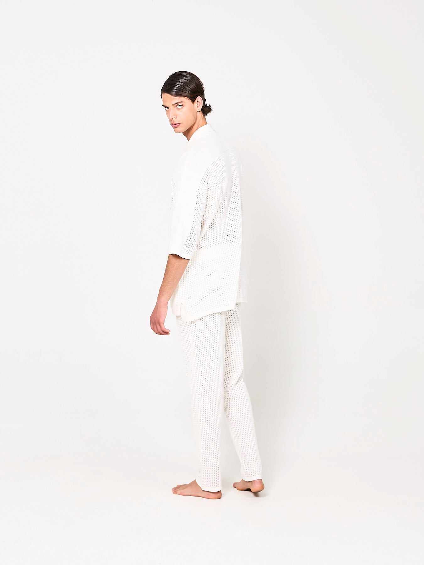 Pierced Cotton White Trousers