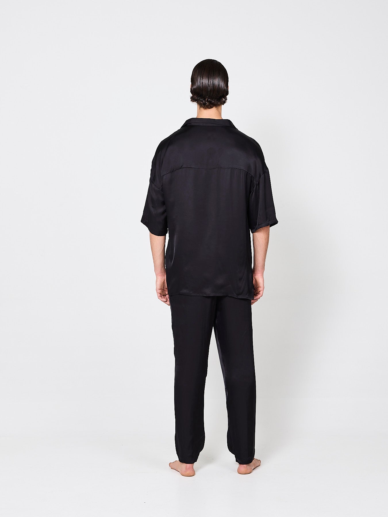 Dark Black Silk Trousers