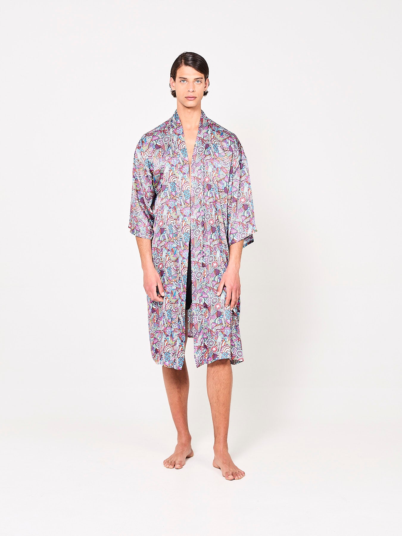 Abstract Imprints Silk Kimono (Man)