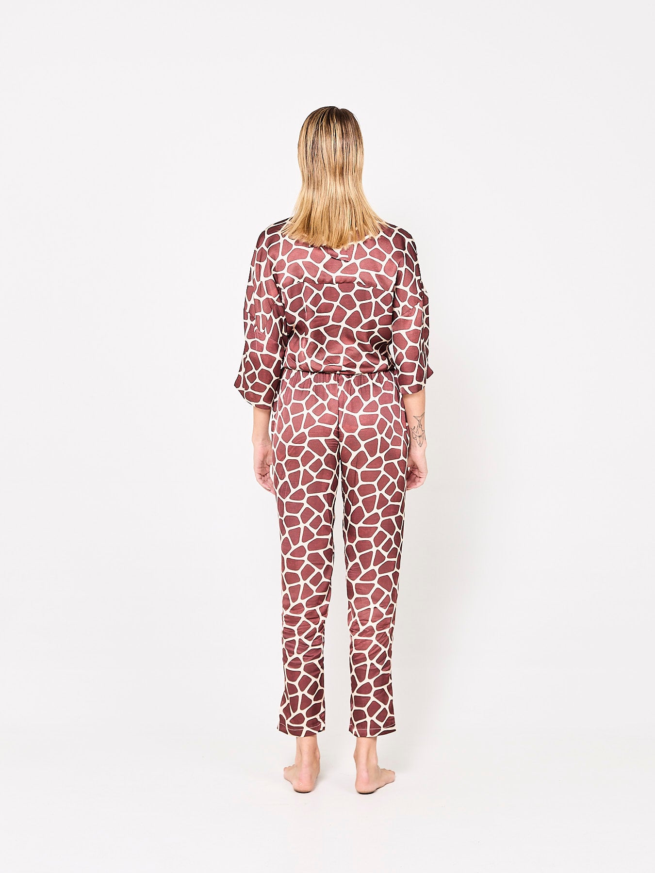 Giraffe Hexagon Silk Trousers