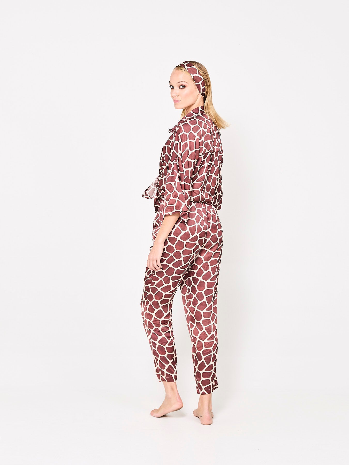 Giraffe Hexagon Silk Trousers (Woman)