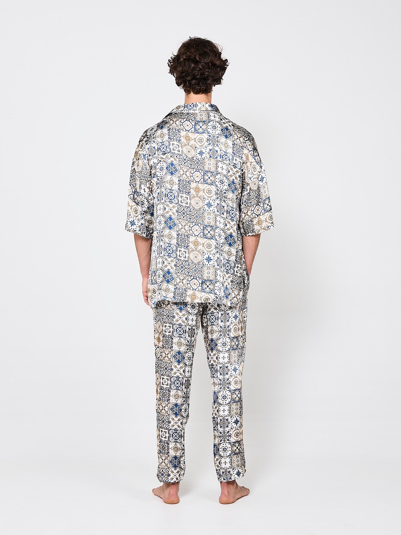 Azulejo Mosaique Blue Silk Shirt (Man)