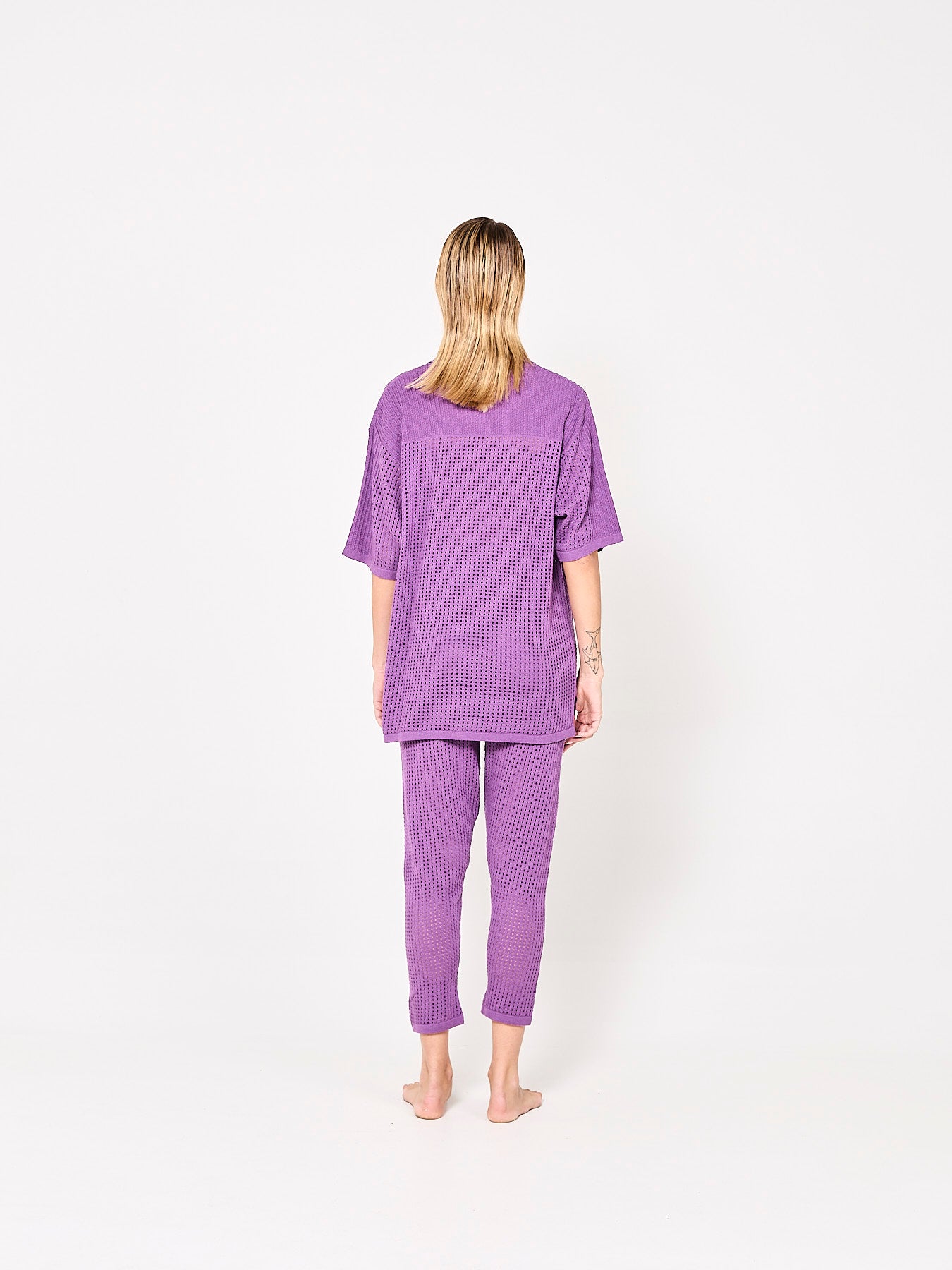 Pierced Cotton Violet Trousers (Woman)