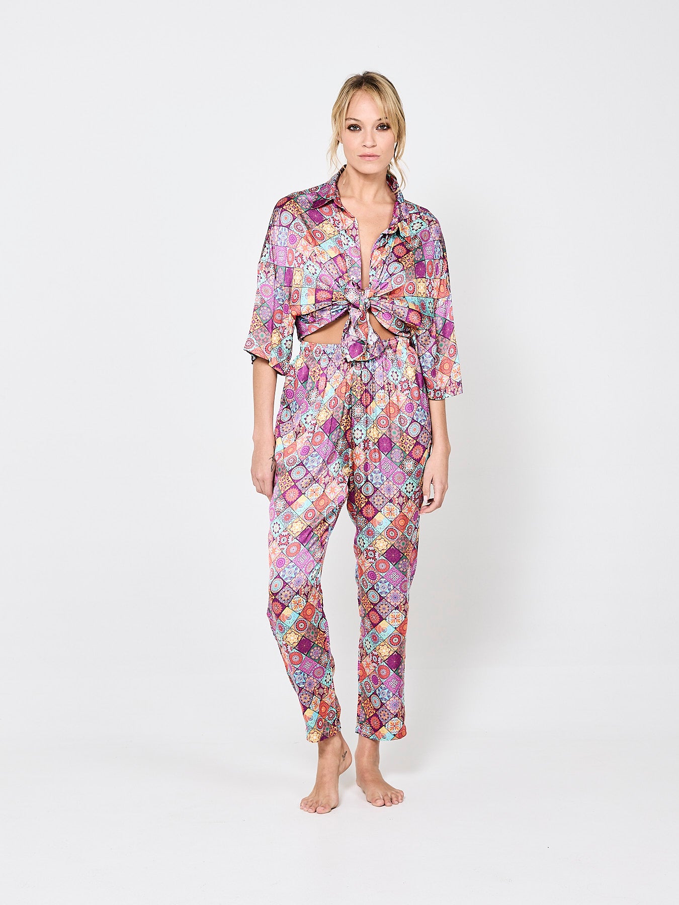 Mosaique Blossoms Silk Shirt (Woman)