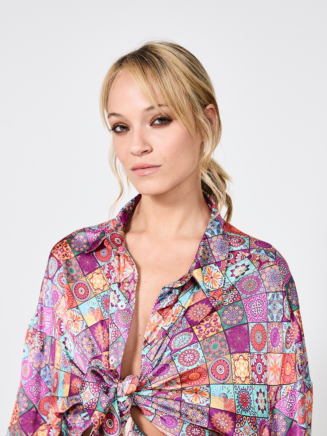 Mosaique Blossoms Silk Shirt (Woman)