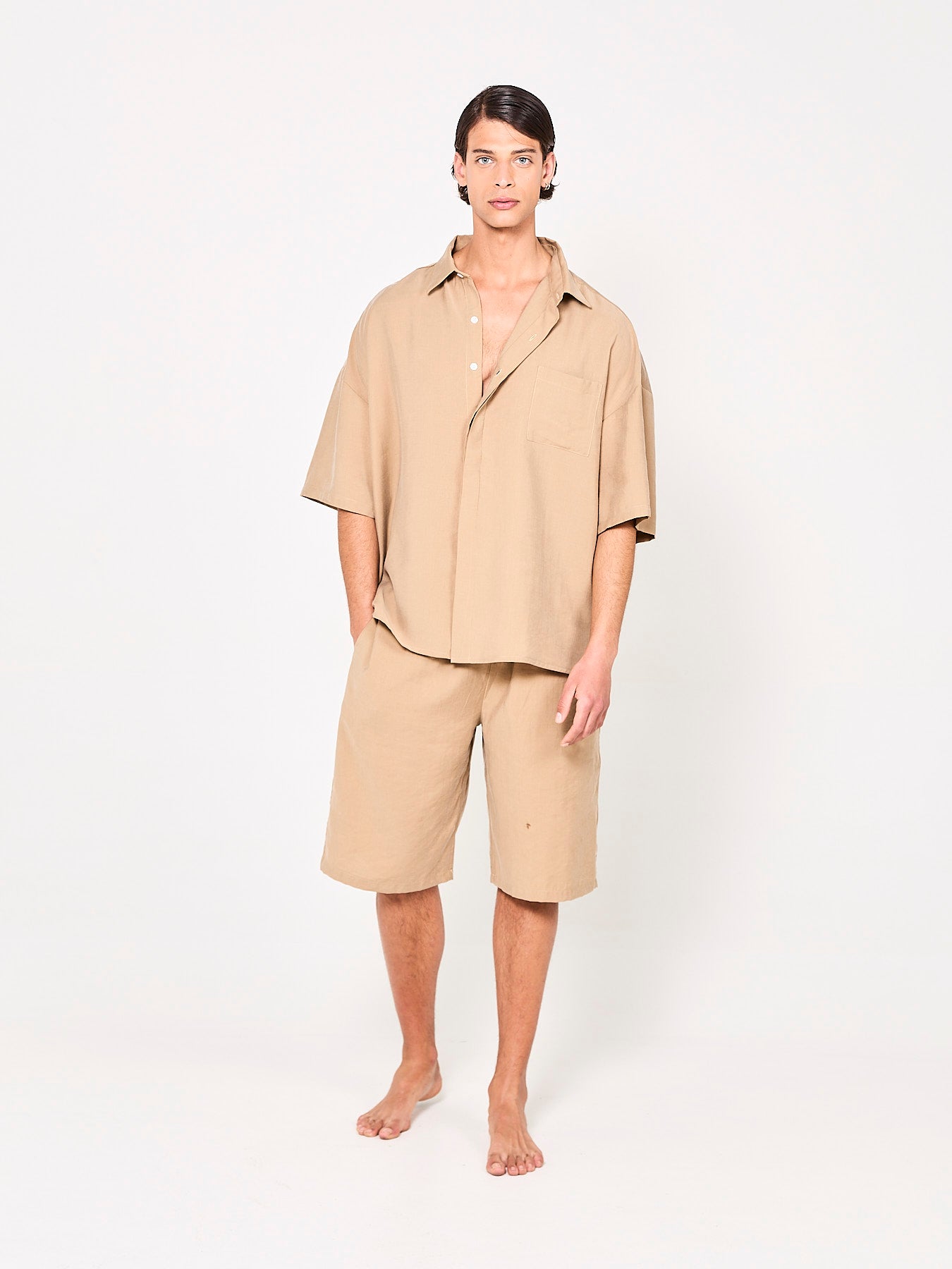 Lyocell Beige Shorts