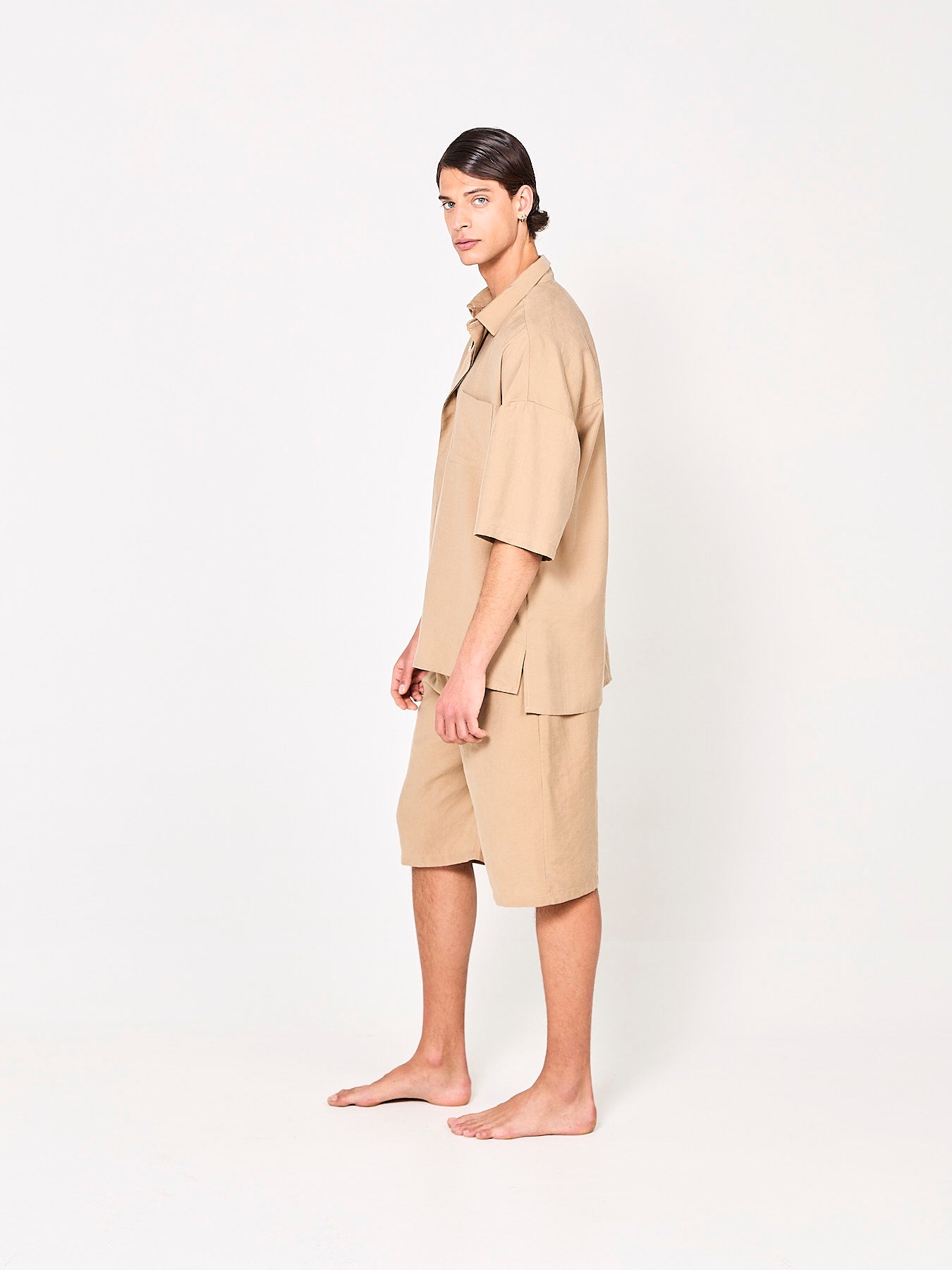 Lyocell Beige Shorts