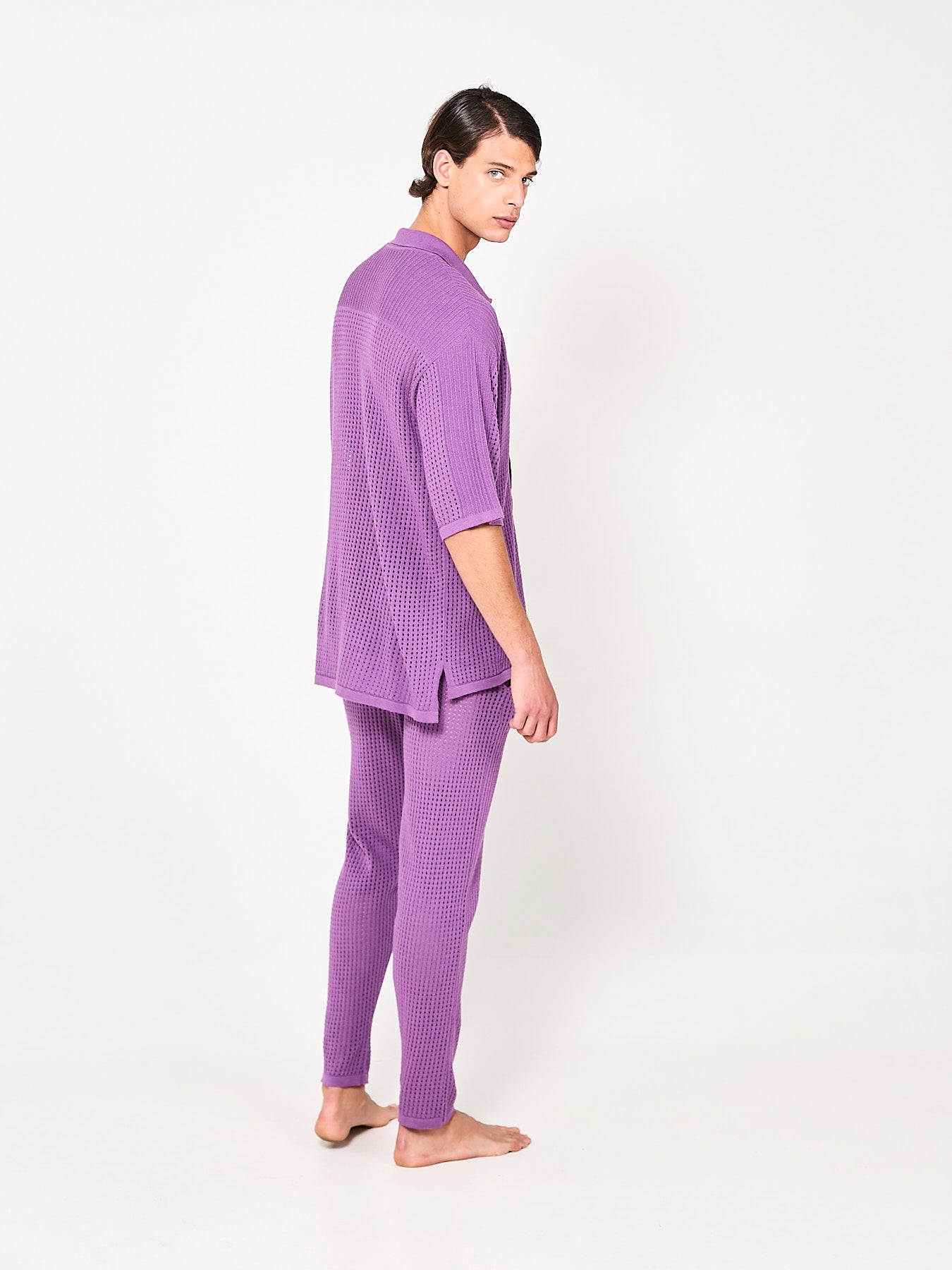 Pierced Cotton Violet Trousers