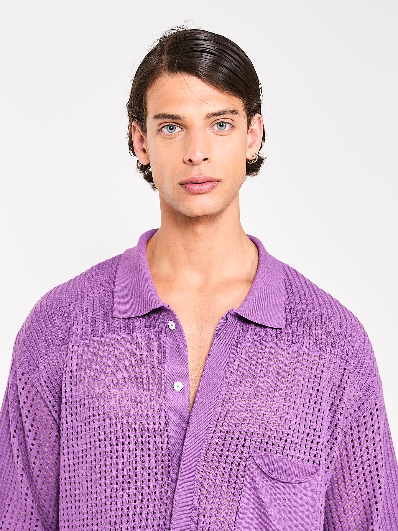 Pierced Cotton Violet Shirt