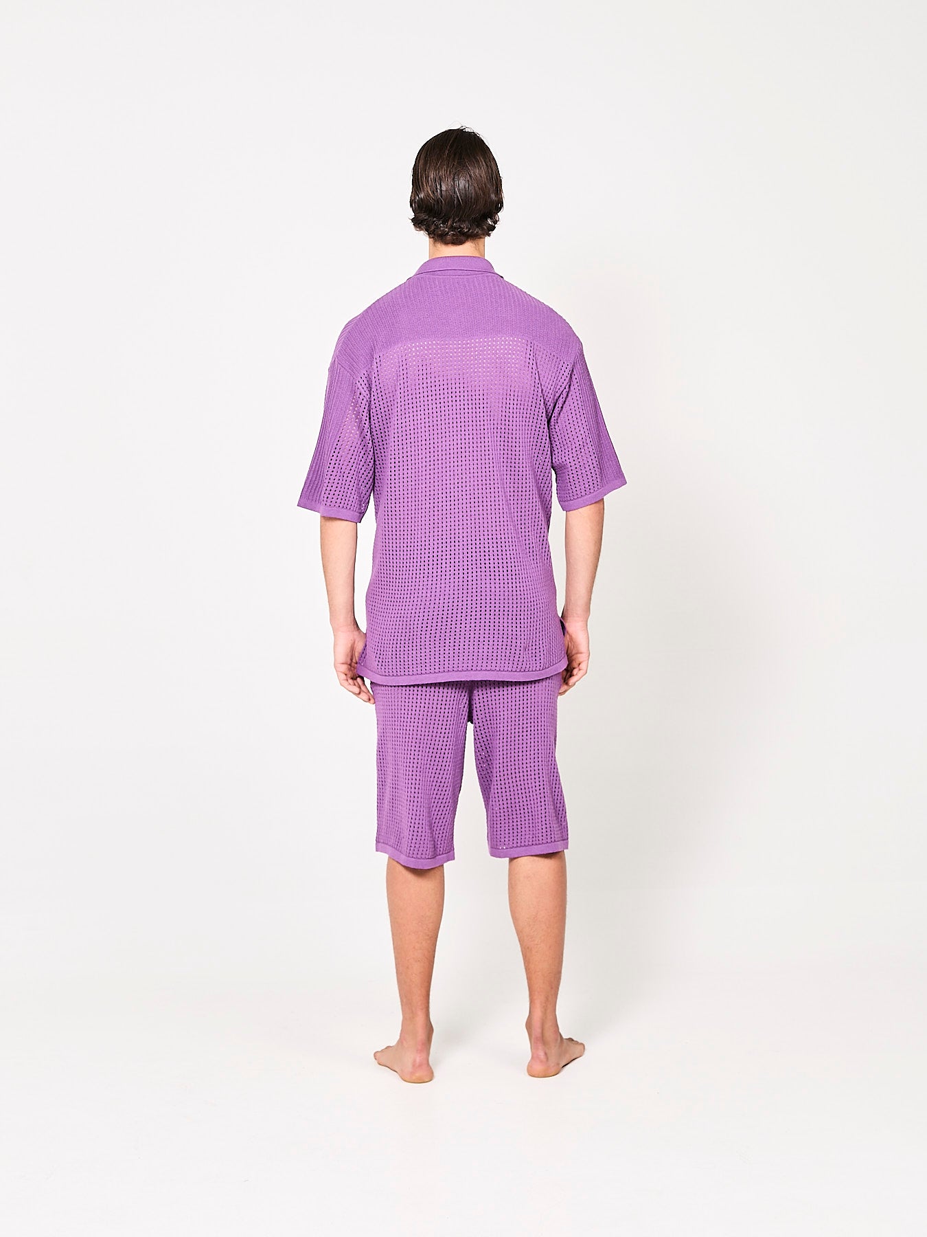 Pierced Cotton Violet Shorts