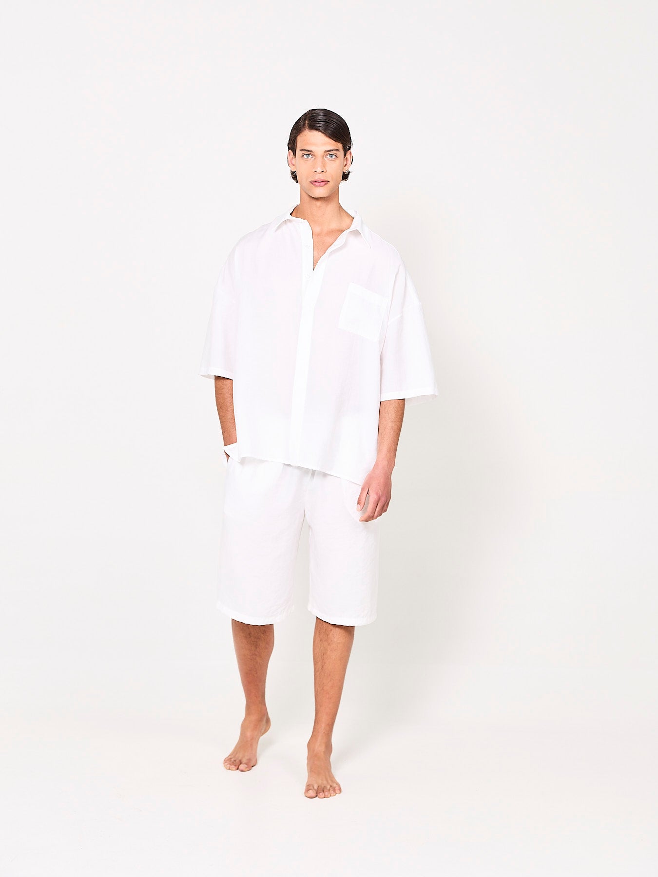 Lyocell White Shorts