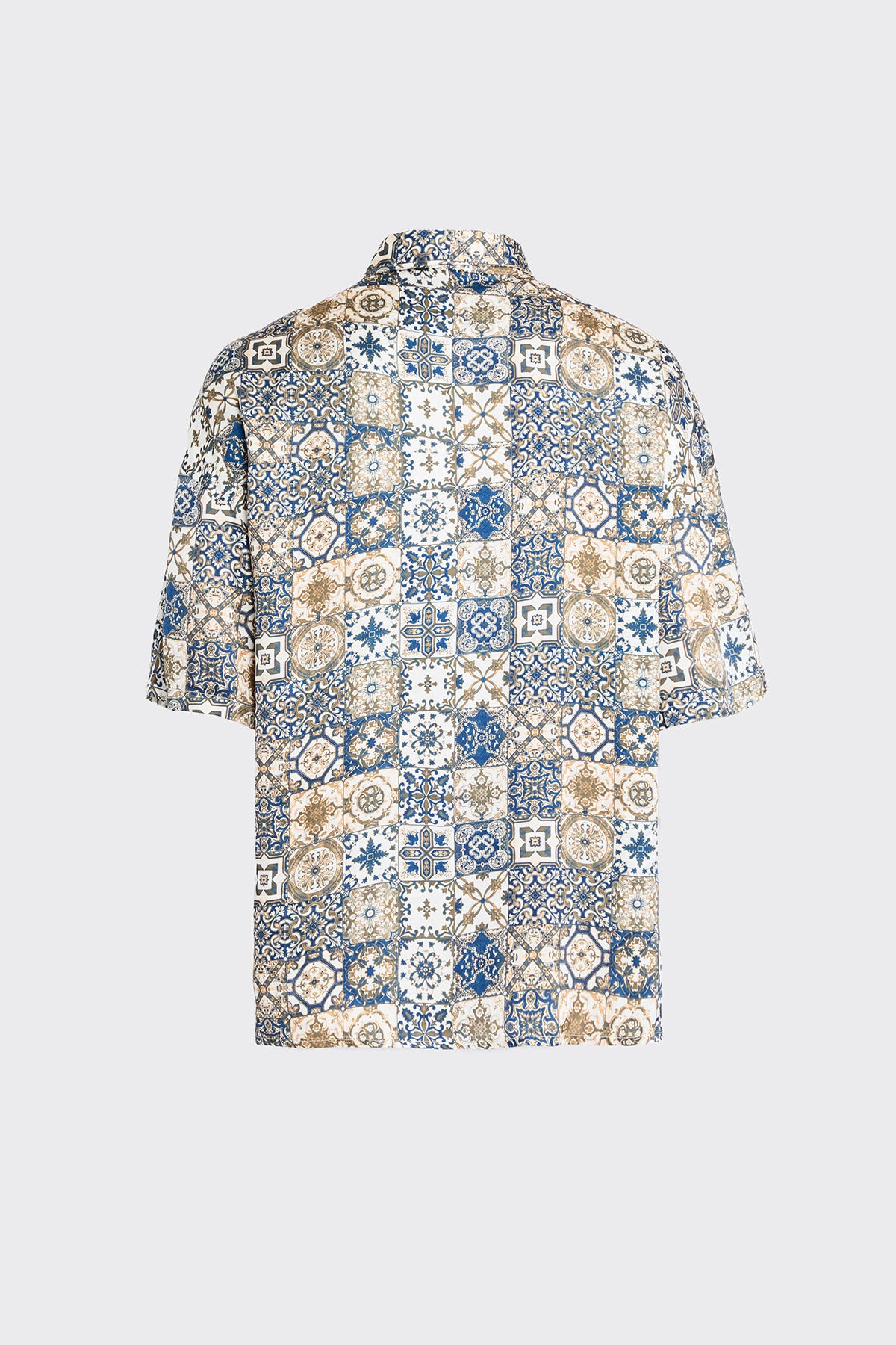 Azulejo Mosaique Blue Silk Shirt (Man)