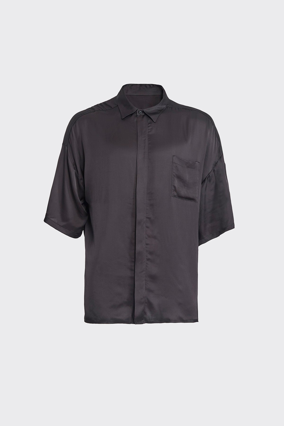 Dark Black Silk Shirt (Man)