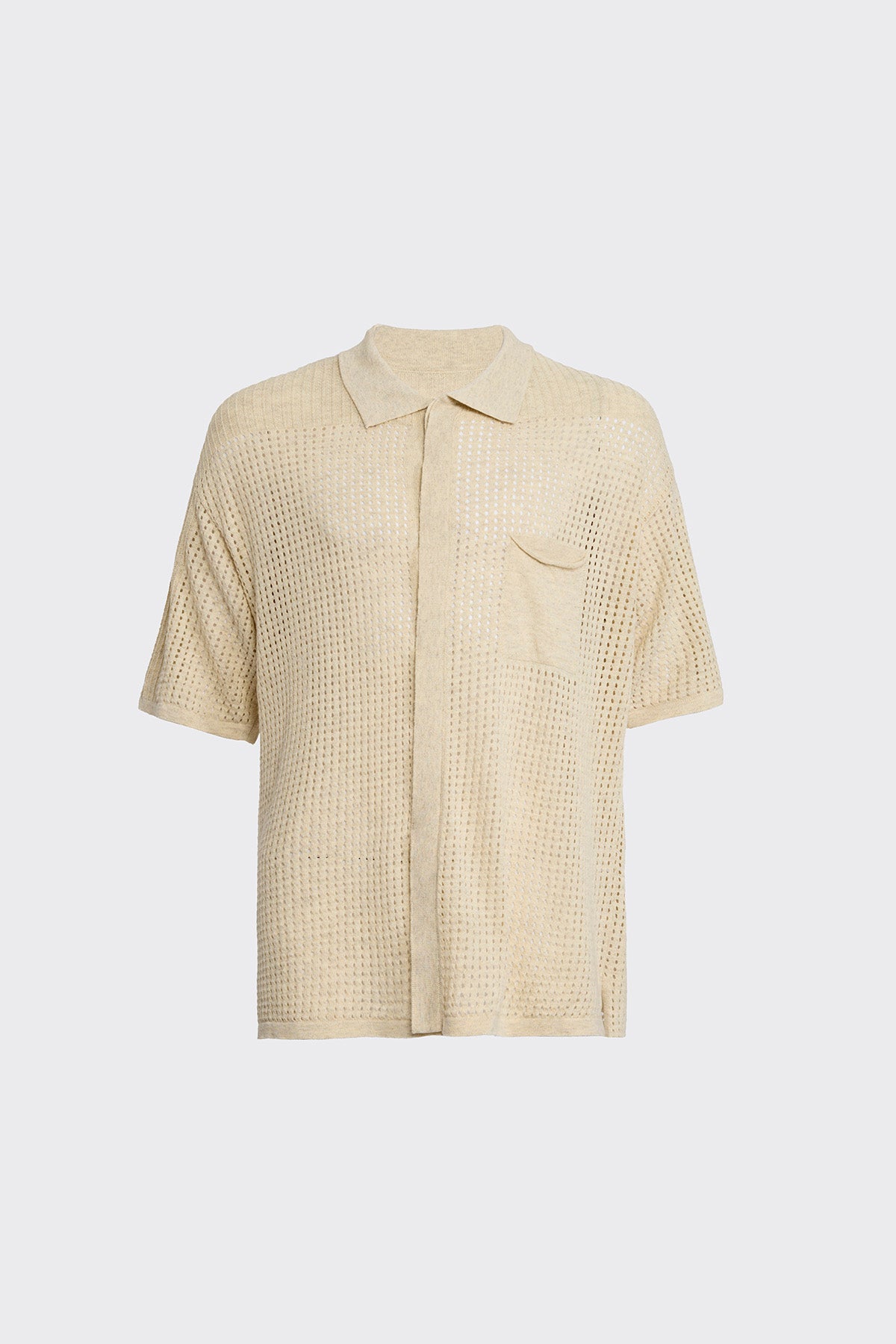 Pierced Cotton Beige Shirt