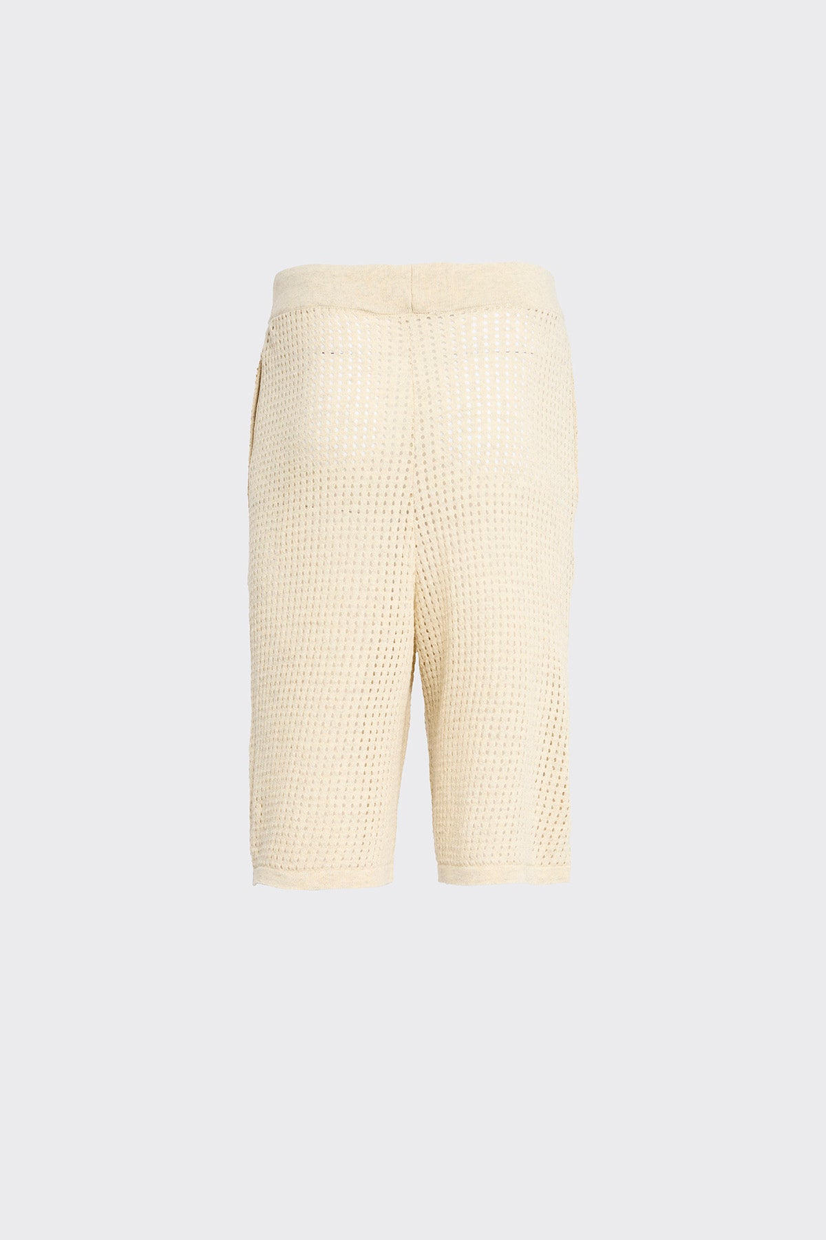 Pierced Cotton Beige Shorts