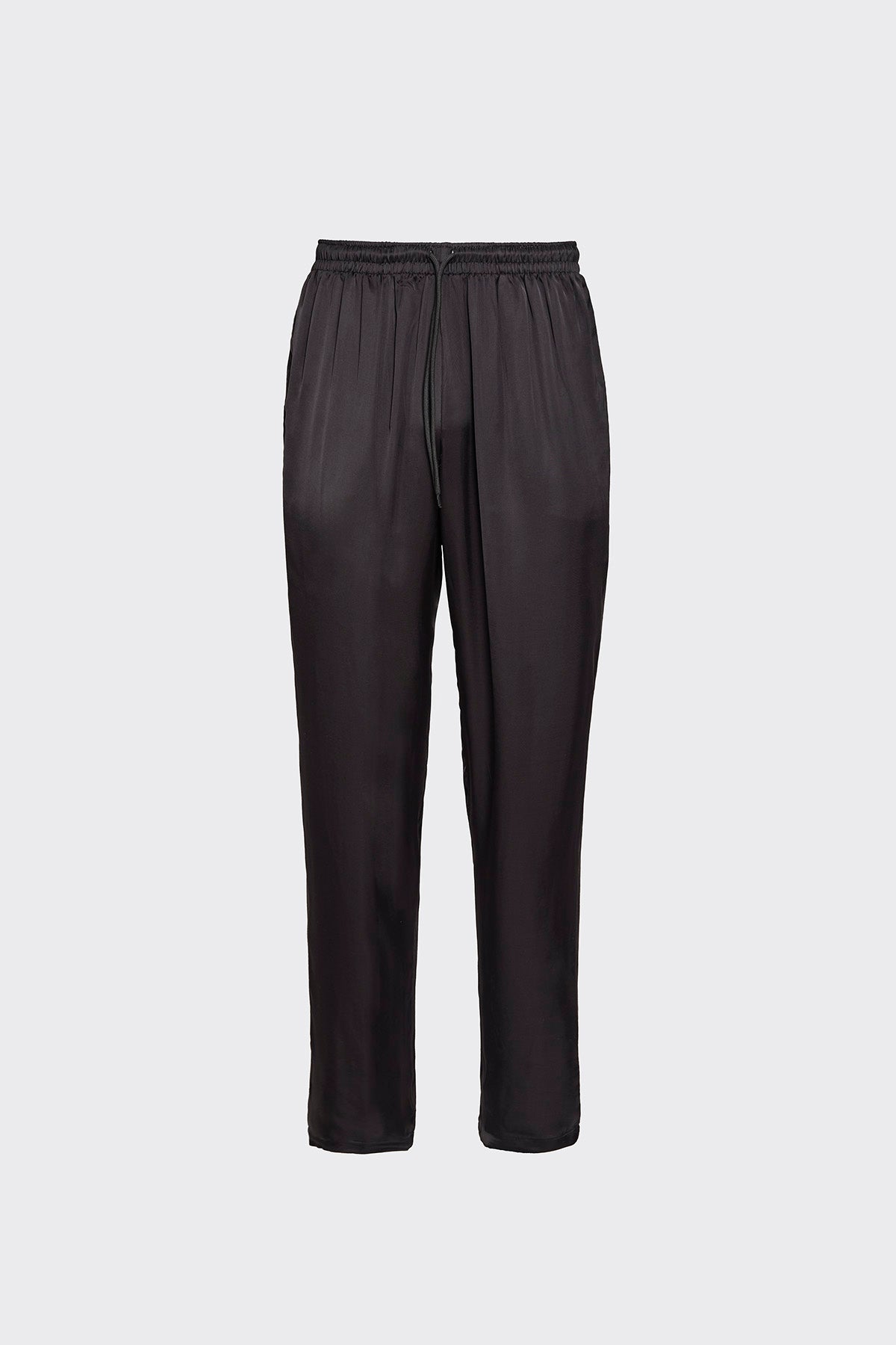 Dark Black Silk Trousers