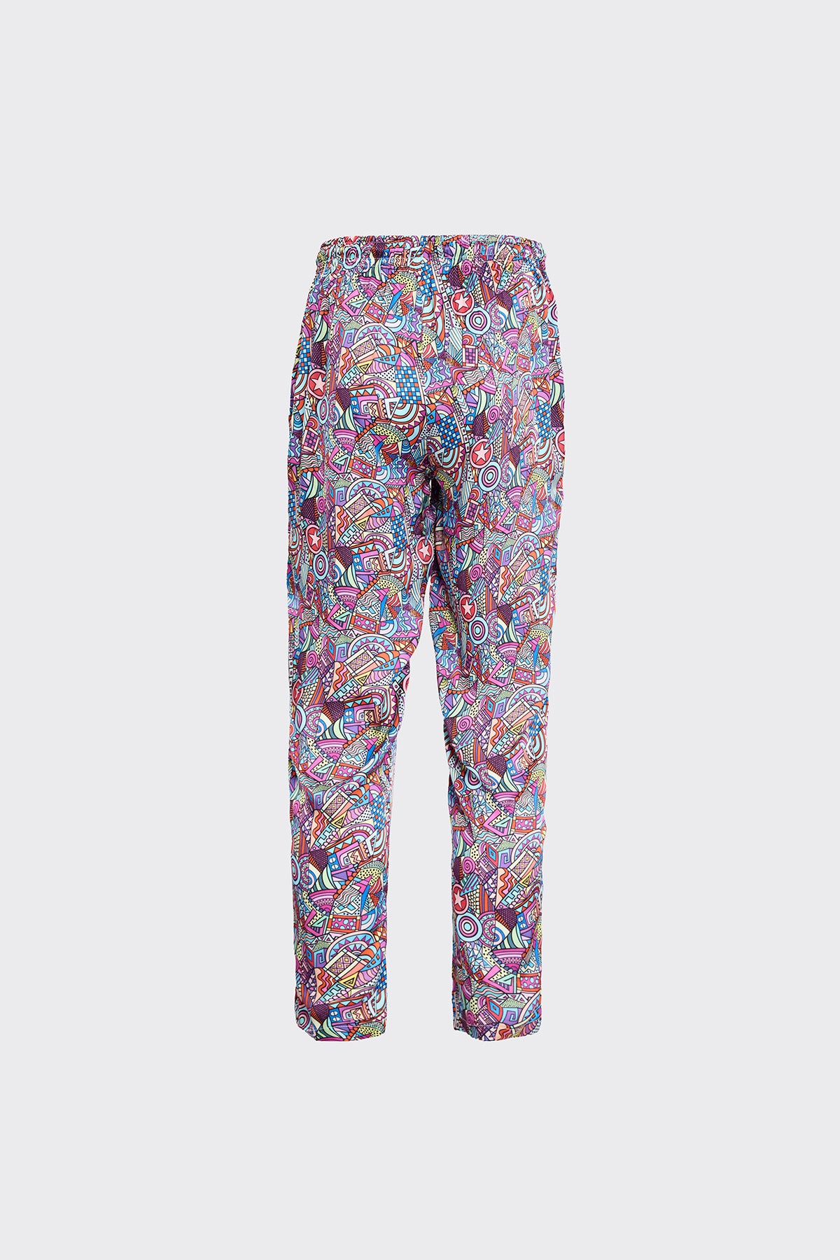 Abstract Imprints Silk Trousers