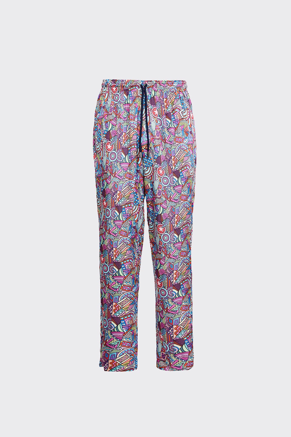 Abstract Imprints Silk Trousers