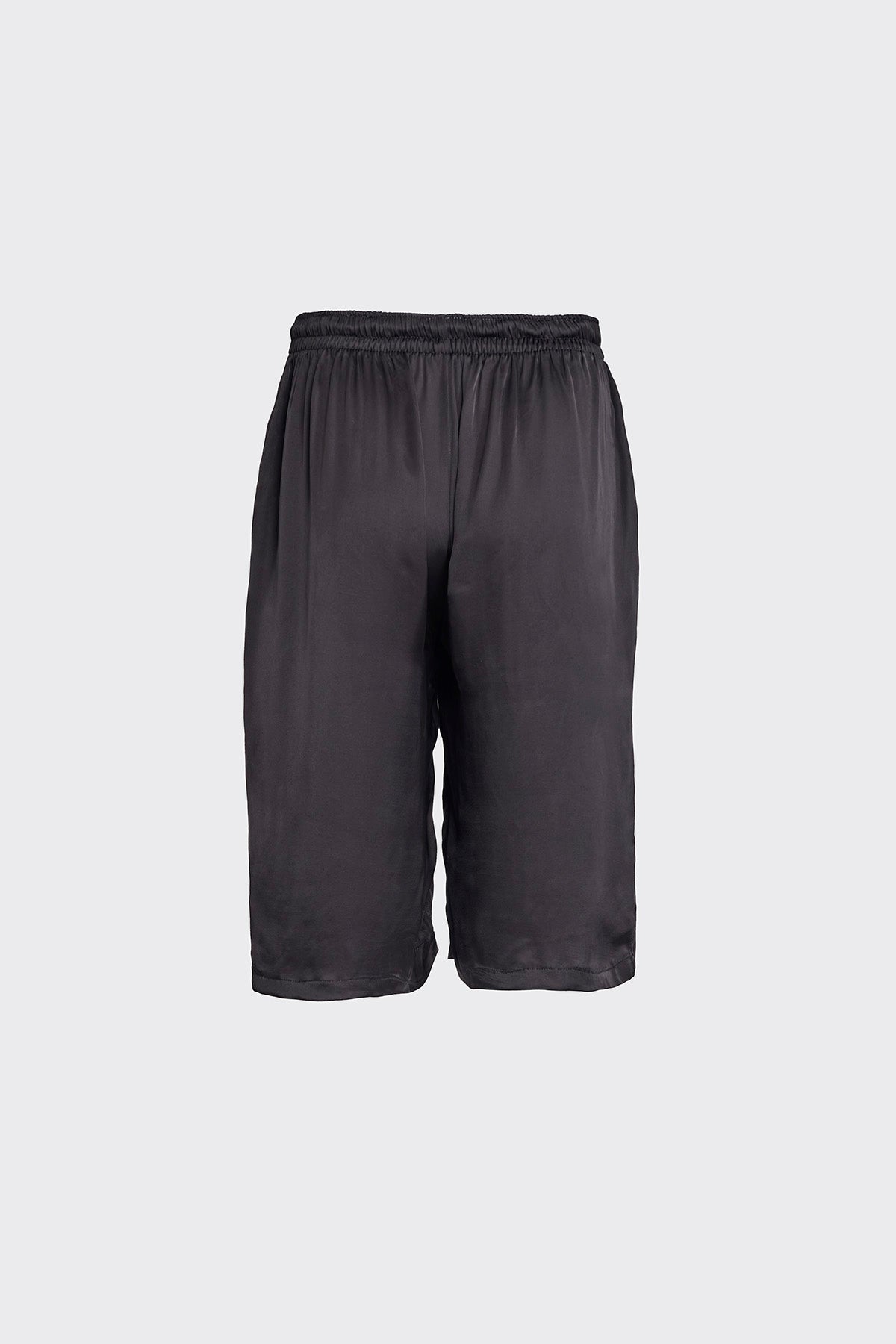 Dark Black Silk Shorts