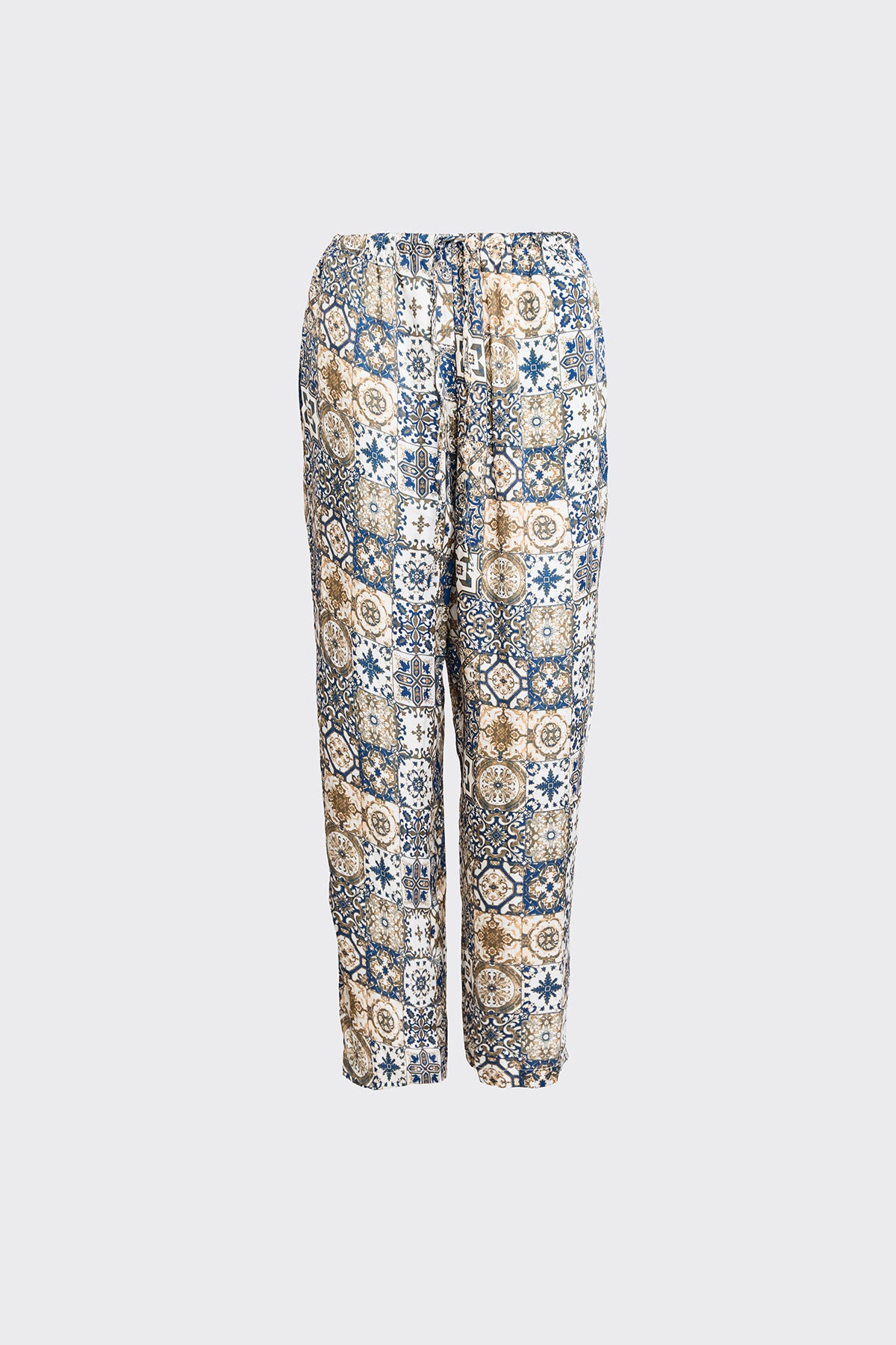 Azulejo Mosaique Blue Silk Trousers