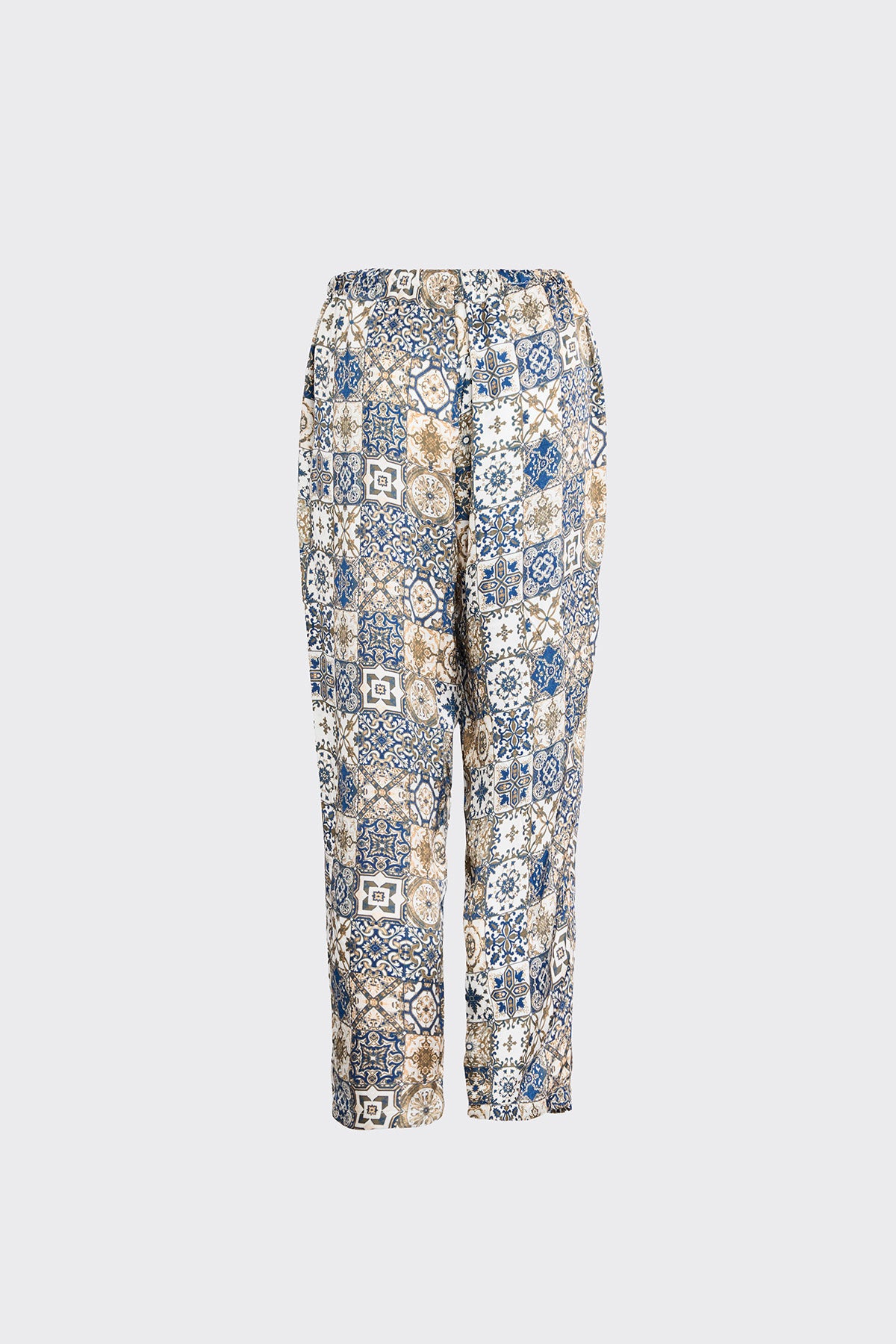 Azulejo Mosaique Blue Silk Trousers